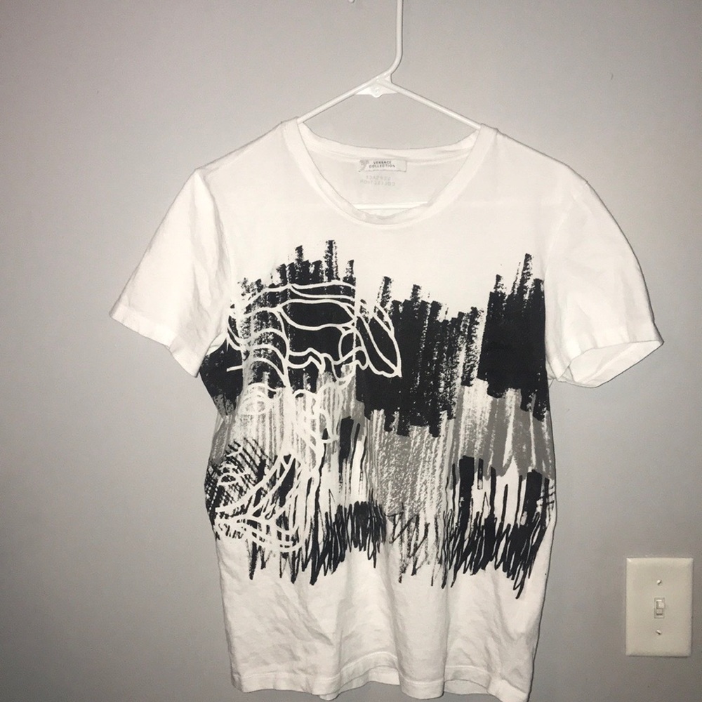 Versace Collection Mens White Half Medusa Scribble